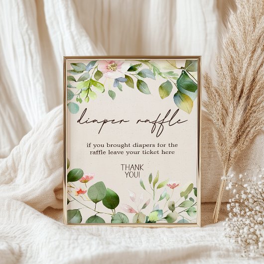 Woodland Animals Baby shower Diaper Raffle Sign Poster