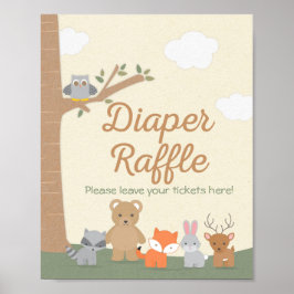 Woodland Animals Baby shower Diaper Raffle Sign Poster