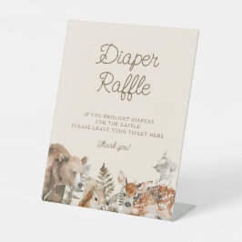 Woodland Animals Baby shower Diaper Raffle Sign Reclamebord Met Voetstuk