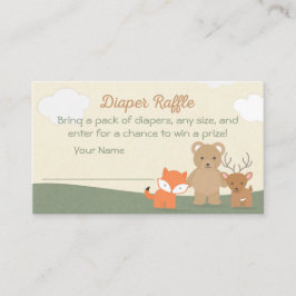 Woodland Animals Baby shower Diaper Raffle Ticket Informatiekaartje