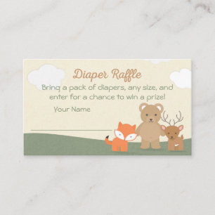 Woodland Animals Baby shower Diaper Raffle Ticket Informatiekaartje