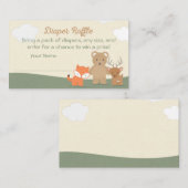 Woodland Animals Baby shower Diaper Raffle Ticket Informatiekaartje (Voorkant / Achterkant)