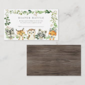 Woodland Animals Baby Shower Diaper Raffle Ticket Informatiekaartje (Voorkant / Achterkant)