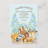 Woodland Animals Baby shower Diaper Raffle Ticket