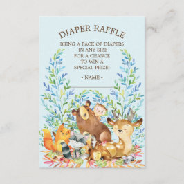 Woodland Animals Baby shower Diaper Raffle Ticket Informatiekaartje