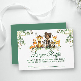Woodland Animals Baby shower Diaper Raffle Ticket Informatiekaartje