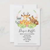 Woodland Animals Baby shower Diaper Raffle Ticket Kaart (Voorkant)