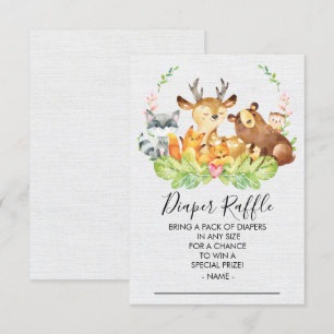 Woodland Animals Baby shower Diaper Raffle Ticket Kaart