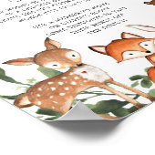 Woodland Animals Baby shower Diaper Thoughts Sign Poster (Hoek)