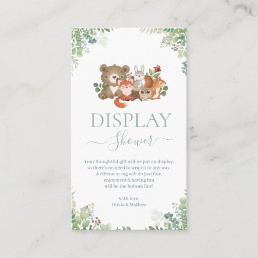 Woodland animals Baby shower Display Shower Informatiekaartje (Voorkant)
