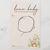 Woodland Animals Baby shower Draw Baby Game Flyer (Voorkant)