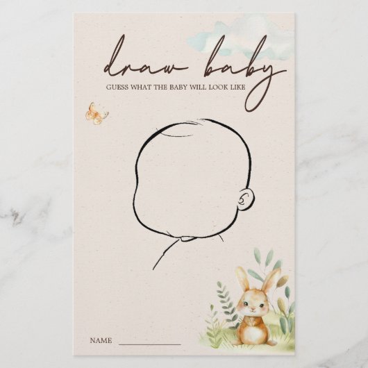 Woodland Animals Baby shower Draw Baby Game Flyer (Voorkant)
