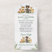 Woodland Animals Baby shower en Luier Raffle All In One Uitnodiging (Binnen)