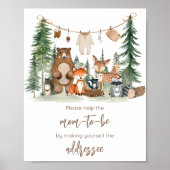 Woodland Animals Baby Shower Envelope Station Sign Poster (Voorkant)