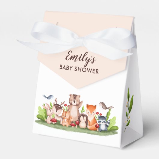 Woodland Animals Baby shower Favor Boxes Bedankdoosjes (Voorkant Zijde)