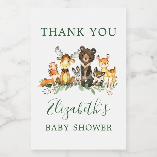 Woodland Animals Baby shower Favor Labels Wijn Etiket (Enkel label)