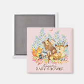 Woodland Animals Baby shower Favor Magnet (Voorkant / Achterkant)