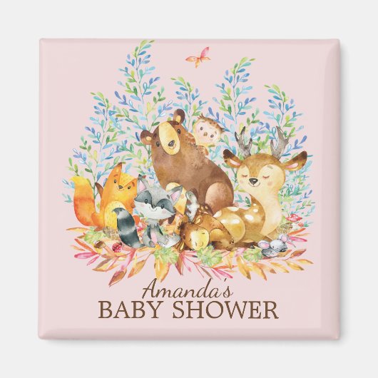 Woodland Animals Baby shower Favor Magnet (Voorkant)