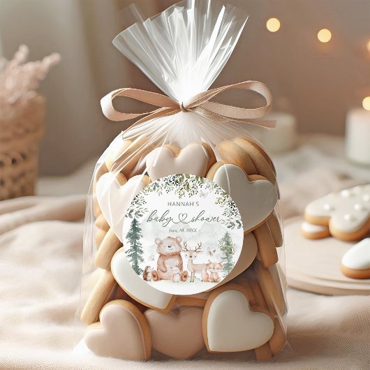 Woodland Animals Baby shower Favor Ronde Sticker