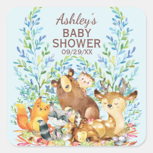 Woodland Animals Baby shower Favor Sticker