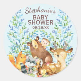 Woodland Animals Baby shower Favor Sticker