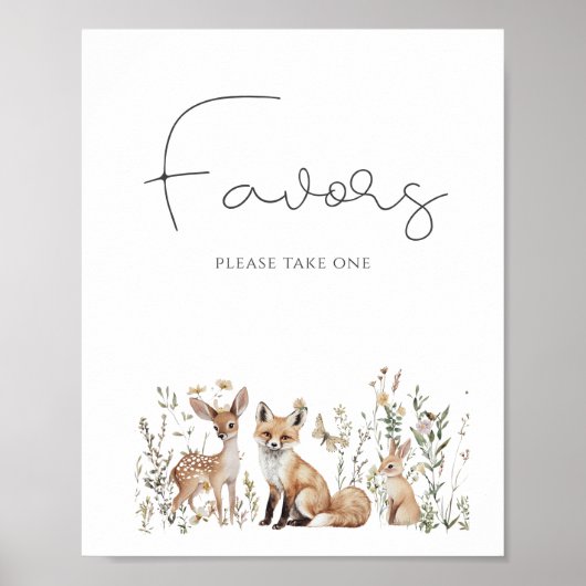 Woodland Animals Baby shower Favors Poster (Voorkant)