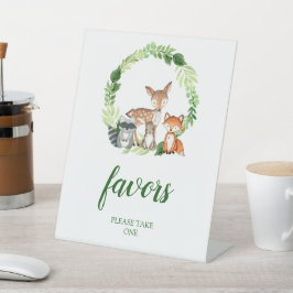 Woodland Animals Baby shower Favors Reclamebord Met Voetstuk