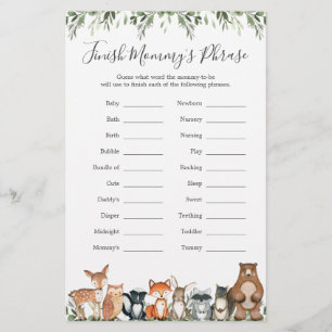 Woodland Animals Baby shower Finish Mam's Phrase