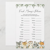 Woodland Animals Baby shower Finish Mummy's Phrase (Voorkant / Achterkant)