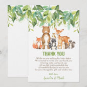 Woodland Animals Baby shower Forest Boy Neutral Bedankkaart (Voorkant / Achterkant)