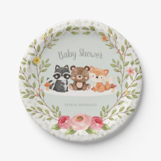 Woodland Animals Baby shower Forest CreatBoy Papieren Bordje