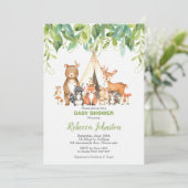 Woodland Animals Baby shower Forest Greenery Boy Kaart (Staand voorkant)