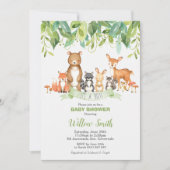 Woodland Animals Baby shower Forest Greenery Boy Kaart (Voorkant)