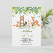 Woodland Animals Baby shower Forest Greenery Boy Kaart (Staand voorkant)