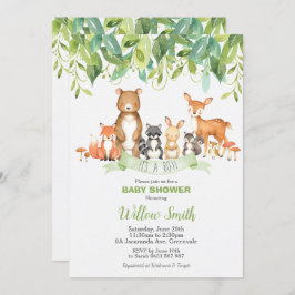 Woodland Animals Baby shower Forest Greenery Boy Kaart