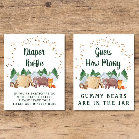 Woodland Animals Baby shower Games Poster Set