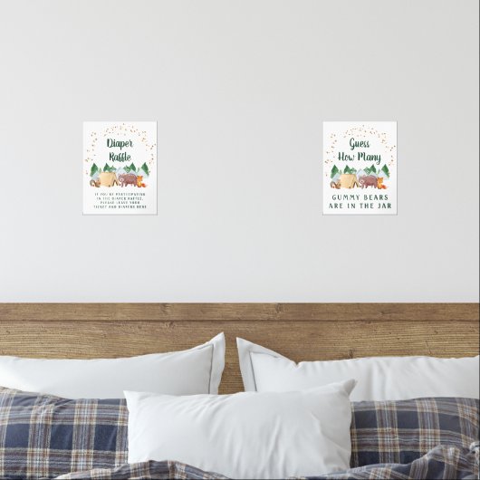 Woodland Animals Baby shower Games Poster Set (Slaapkamer)