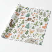 Woodland animals baby shower gender neutral cadeaupapier (Uitgerold)
