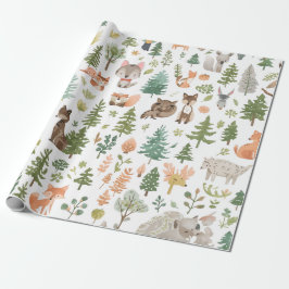 Woodland animals baby shower gender neutral cadeaupapier