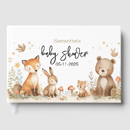 Woodland animals baby shower gender neutral gastenboek