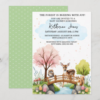 Woodland Animals Baby shower genderneutraal Kaart