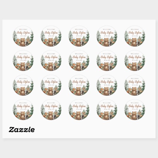 Woodland Animals baby shower Geschenkdoos Ronde Sticker (Vel)