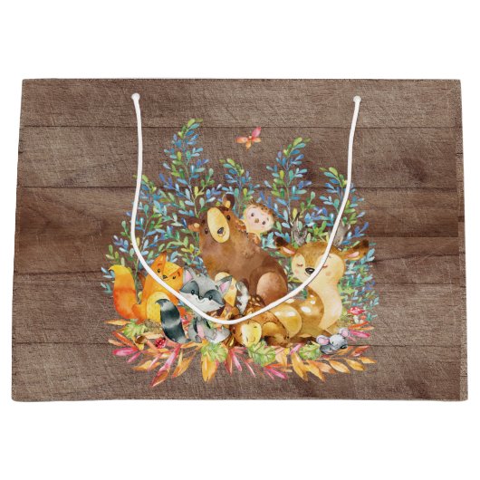 Woodland Animals Baby shower Gift Bag Groot Cadeauzakje (Voorkant)