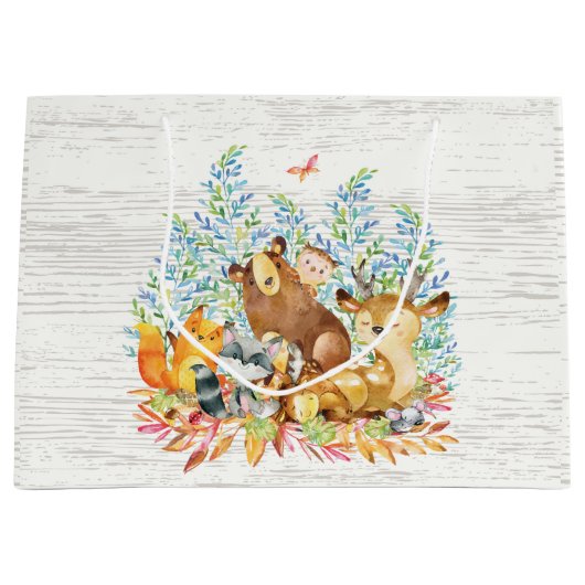 Woodland Animals Baby shower Gift Bag Groot Cadeauzakje (Voorkant)