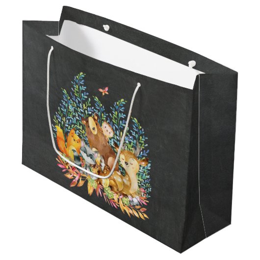 Woodland Animals Baby shower Gift Bag Large Cadeautasje (Voorkant Gekanteld)