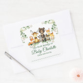Woodland Animals Baby shower Green Bookplate Label (Envelop)