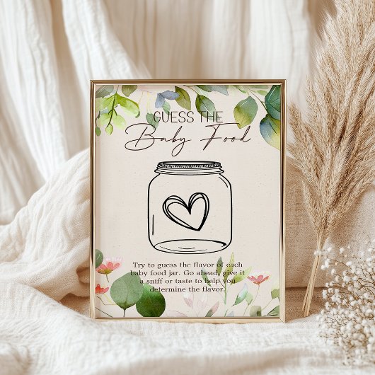 Woodland Animals Baby shower Guess Baby Voedselbor Poster