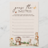 Woodland Animals Baby shower Guess Sweet Mess spel Flyer (Voorkant)