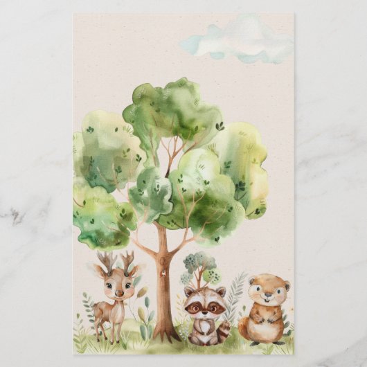 Woodland Animals Baby shower Guess Sweet Mess spel Flyer (Achterkant)
