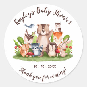 Woodland Animals Baby shower gunst Stickers